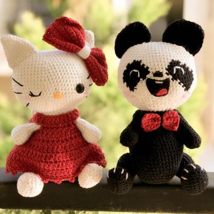 Pdf Crochet Pattern, Chubby Panda Amigurumi Doll..