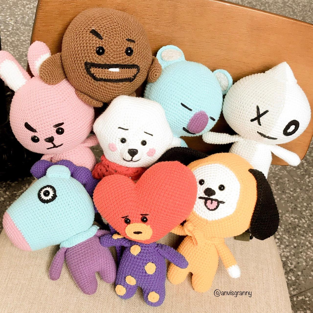 8in1 Bt21 Crochet Pattern, Bts Bangtan Army Korean Band Amigurumi