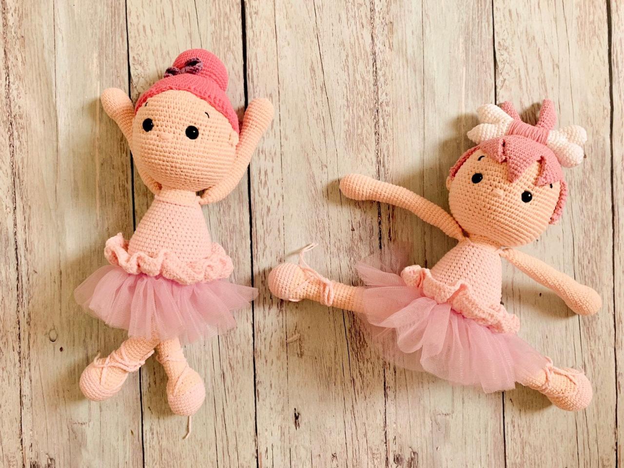 Pdf Crochet Pattern Bundle 2in1 Ballerina Twins Amigurumi Dolls, Handmade Baby Girl Doll Tutorial