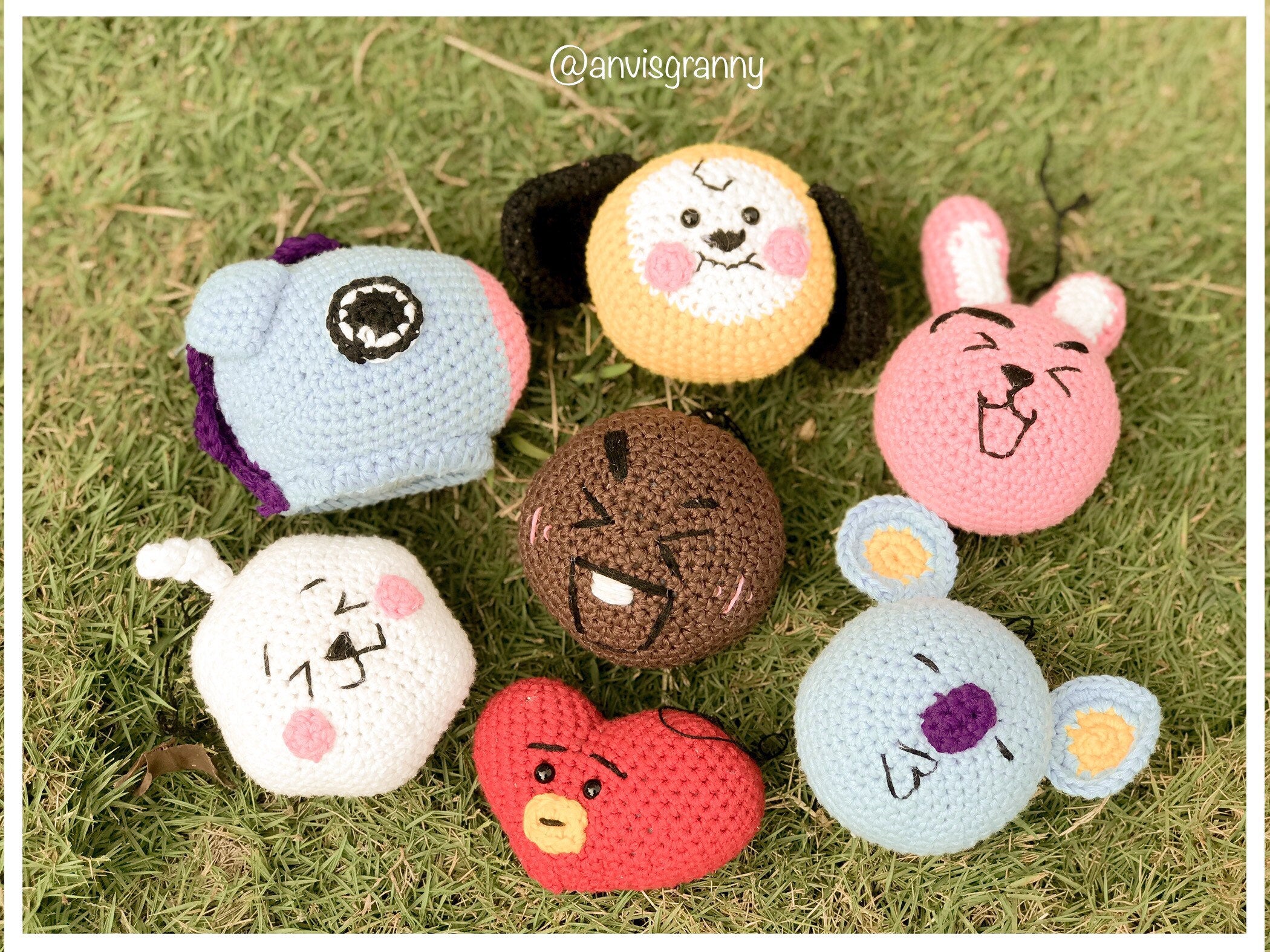 7in1 Bt21 Crochet Pattern, Mini Bts Bt21 Bangtan Army Amigurumi